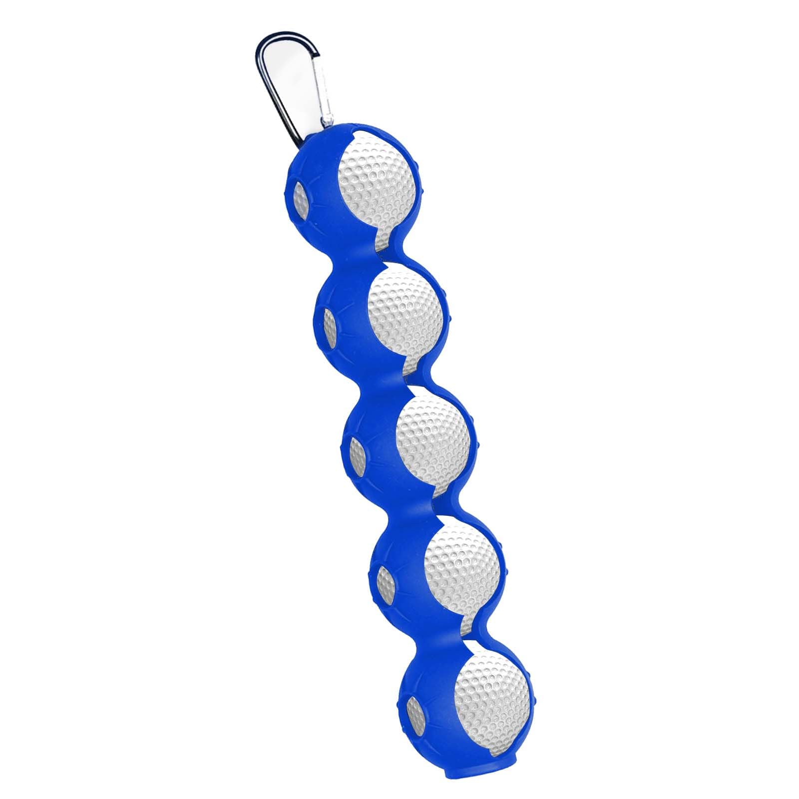 CBMZHF Pro Golf Ball Holder with Carabiner Clip - Heavy Duty Holds 5 Balls for Practice Range, Attaches to Golf Bag, Trolley & Belt - Tournament Ready (Blue)