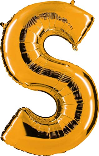 Grabo 382G-P Letra S Globo Superloon paquete individual, largo-40 pulgadas, color, oro, talla única