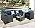 HTTH 7 Pieces Patio Furniture Sets Outdoor Rattan Wicker Conversation Sofa Garden Sectional Sets with Coffee Table for Porch Garden Poolside Backyard (Navy Blue)