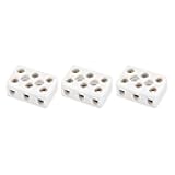 Rebower Porcelain Ceramic Terminal Block Heat Resistance 3 Way Terminal,[for Wire Connector,Electrical Field] - 31x20x14mm /2 Pcs