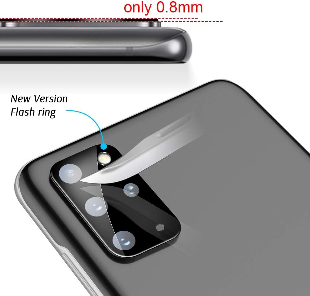 Tauri 2 Pack Flexible TPU Film Screen Protector + 2 Pack Camera Lens Protector Compatible for Samsung Galaxy S20 Plus 5G 6.7 - inch HD-Clear Bubble Free Black
