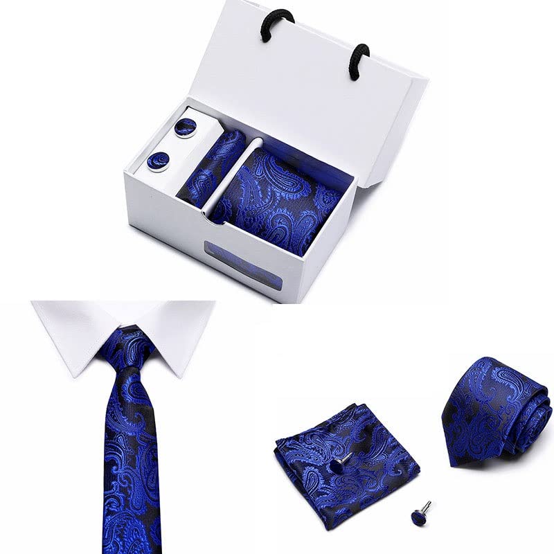Set de corbata de seda con pañuelo y gemelos para hombre miniatura 3