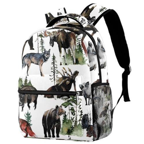 Sac à dos d'école forêt sauvage multicolore pour ados et enfants | 40cm