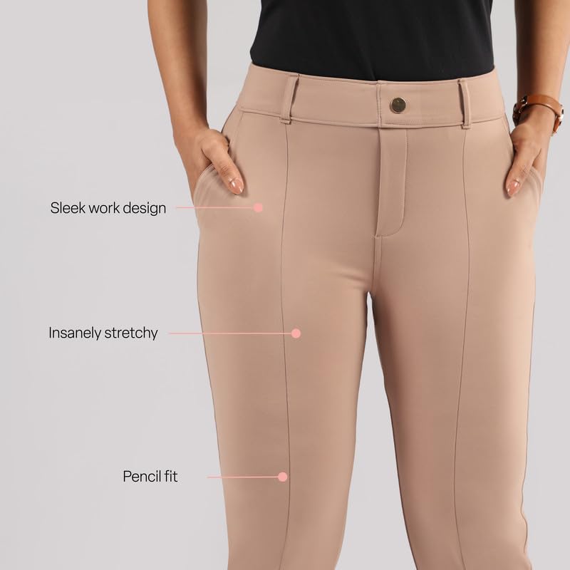 BlissClub Ultimate Cigarette Pants | 2 kieszenie | Niesamowicie elastyczne | Wzory plisowane