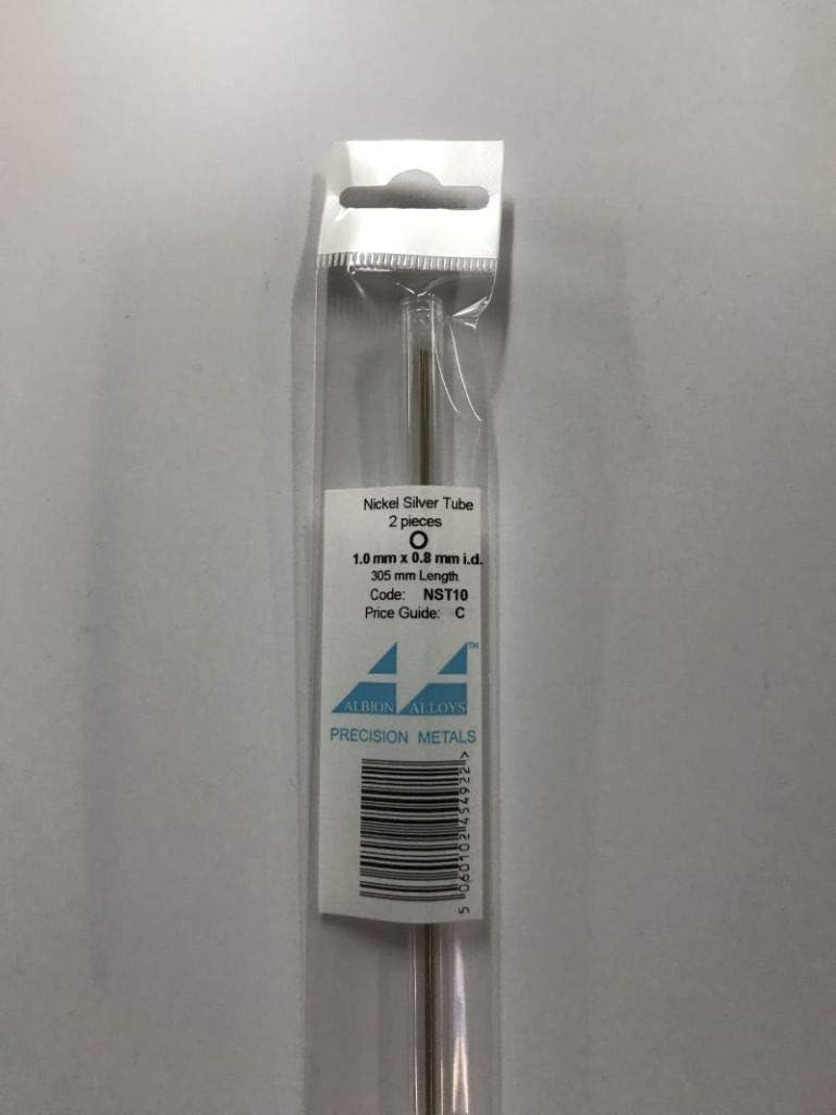 Albion Alloys Nickel Silver Tube 1.0mmx0.8mm 305mm Lenght 2 Pcs Material #NST10