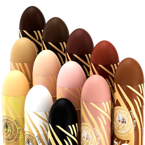 Paul Rubens(ポール・ルーベンス) オイルパステル、12色のポートレートカラー特大オイルパステルセット、クリーミーな質感でブレンドしやすいHAIYAオイルパステル。広いエリアに塗りつぶすのに最適。