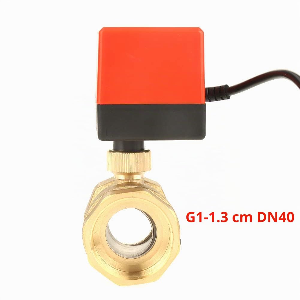 Válvula de bola motorizada, latón DC 12V G1-1/2 pulgadas DN40 Actuador de 2 vías de bajo ruido Válvula de bola Válvula roscada eléctrica para de aire acondicionado, sistemas