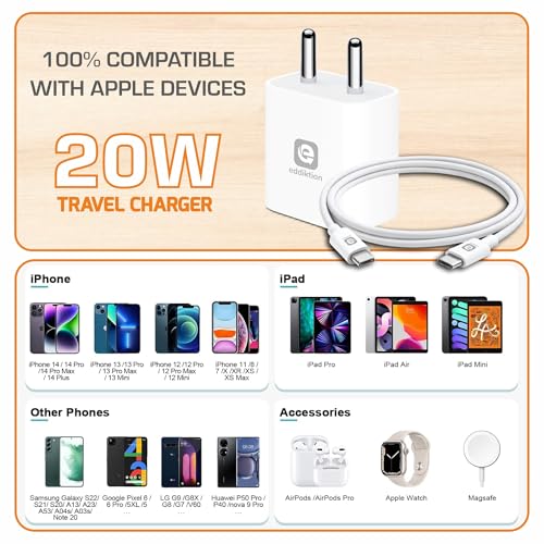 Image of Original iPhone Charger 20W PD Type C I BIS Certified Safe Charging | Type C to C Cable | for iPhone 17 /17 Air /17 Pro /17 Pro Max,16 /16 Plus /Pro /Pro Max,15 /14 /13 /12 /11 | PD 3.0 Fast Charging Adaptor