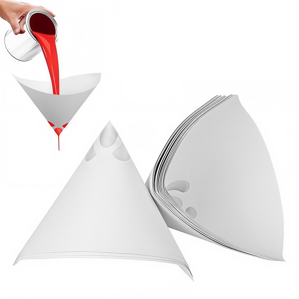 Serplex® 50-Count Paint Paper Funnel 100 Mesh Single Use Paint Filter Funnel Paper Cone Paint Filter for Spray Gun, Varnish, Resin, Woodworking, Auto Body Shop-image-19