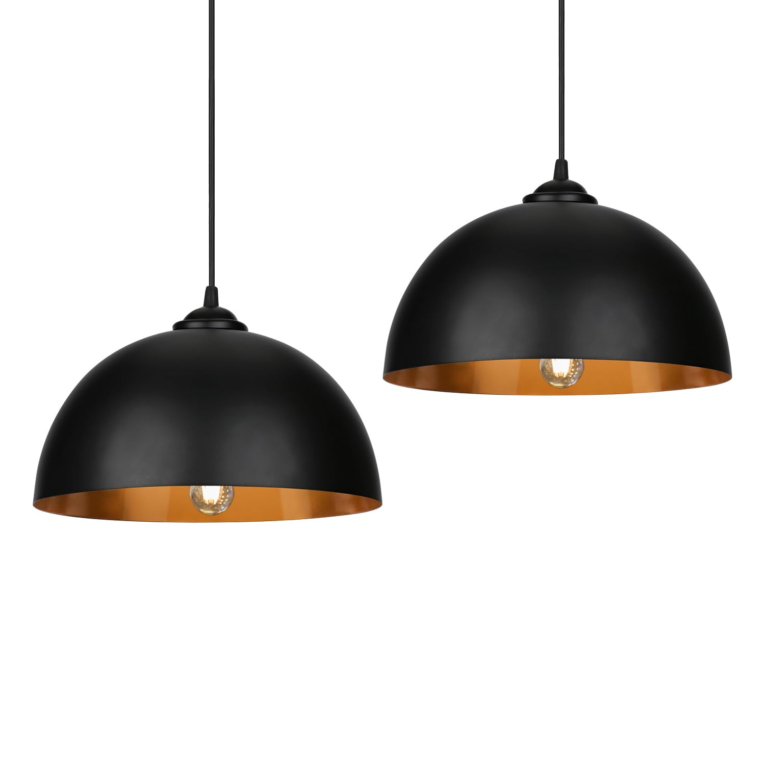 Pendelleuchte, Ø 30cm, 4x Retro Hängelampe, Metall, Schwarz