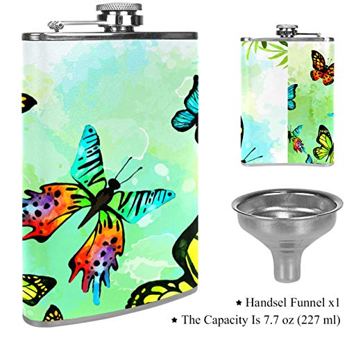 Flasque à whisky en cuir vert papillon pour le camping - 4
