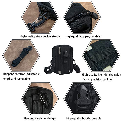 flintronic Taktische Hüfttaschen, Militär Kompakt Gürteltasche Multifunktional Bauchtasche Tasche Beutel für Camping Wandern Radfahren Klettern und Reisen Mit Karabiner, Nylon