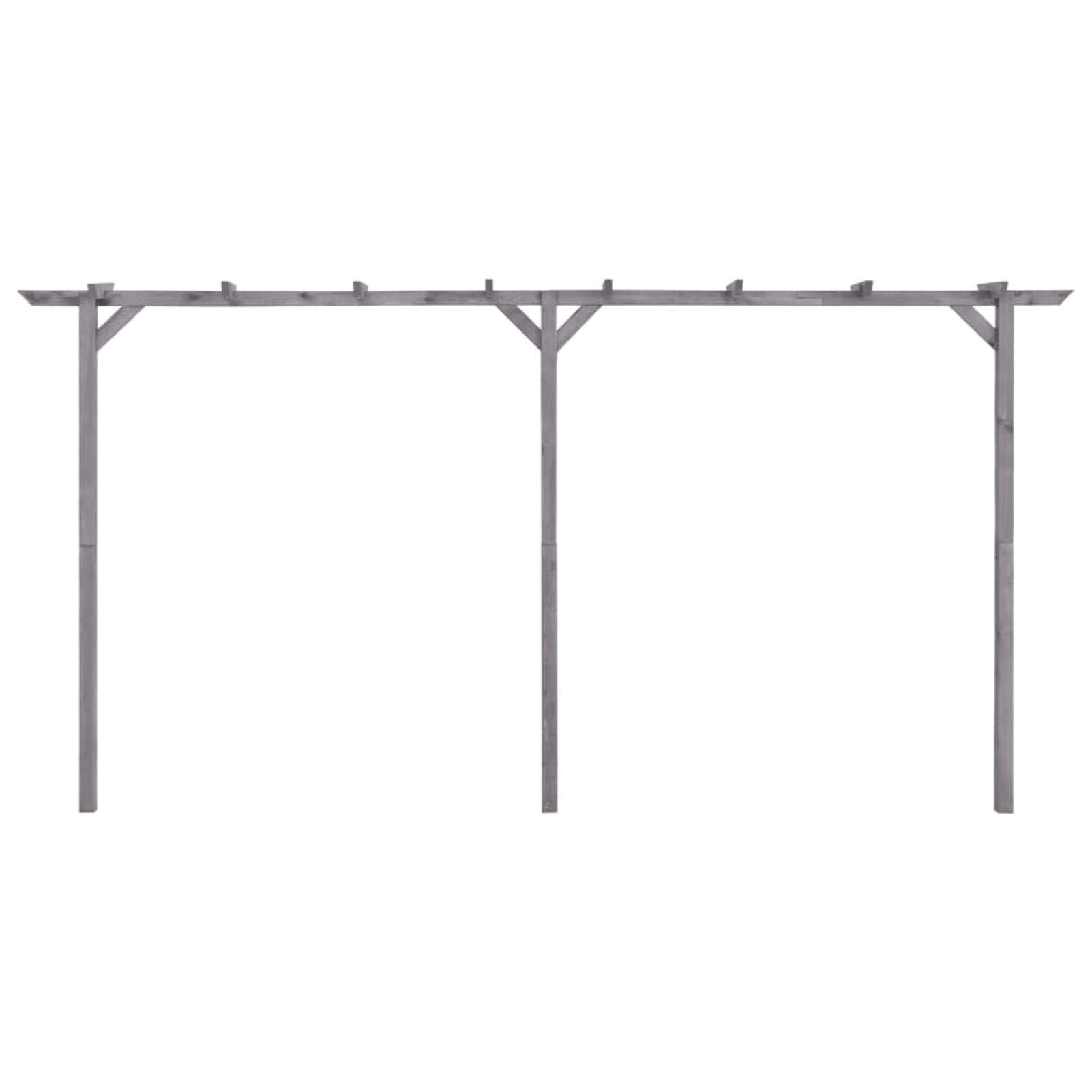 Pergola ogrodowa na zewnątrz, drewniana pergola na patio, szara altanka, 400 x 40 x 205 cm, sosna, idealna na podwórko, stylowa pergola do przestrzeni zewnętrznych