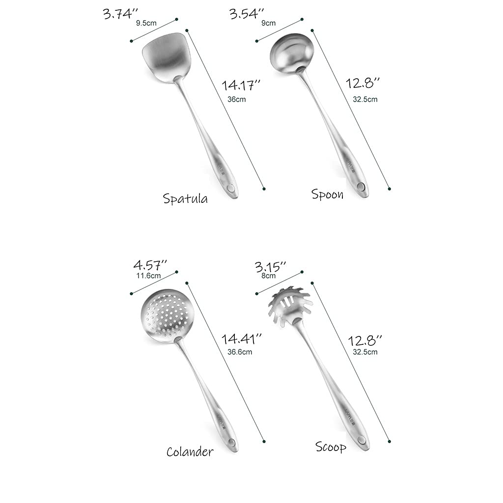 Küchenutensilien-Set aus Stahl Einfaches Kochutensilien-Set Kochgeschirr Silber Küchengeschirr Einweihungsgeschenk Restaurant-Werkzeuge Küchenhelfer Werkzeuge Kochgeschirr-Set (größe : Spoon) ( 2pcs