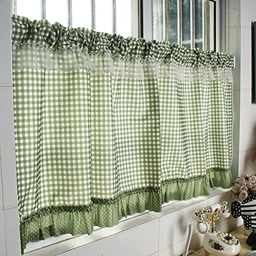 Lak Scheibengardinen mit Karo Muster, halbtransparent Bistrovorhang Kurze...