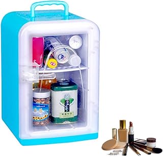 DFJU Uroda mini lodówka z przezroczystym panelem / przenośna lodówka kosmetyczna samochodowa, używana do makijażu i pielęgnacji skóry, może być również używana w domowym barze samochodowym, AC/DC mała lodówka 20 l