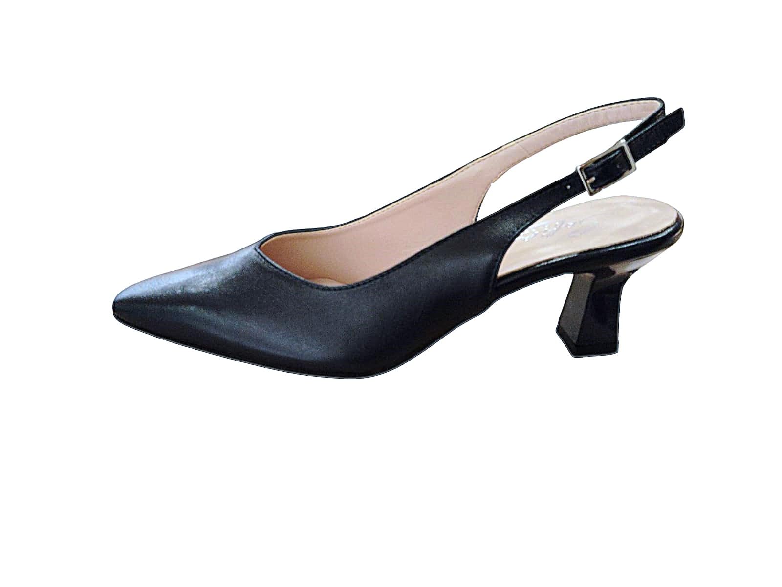 Sofia 354 Scarpe Eleganti da Donna in Pelle con Tacco Medio 5 Cm, Slingback a Punta, Vari Colori, Linea Comoda