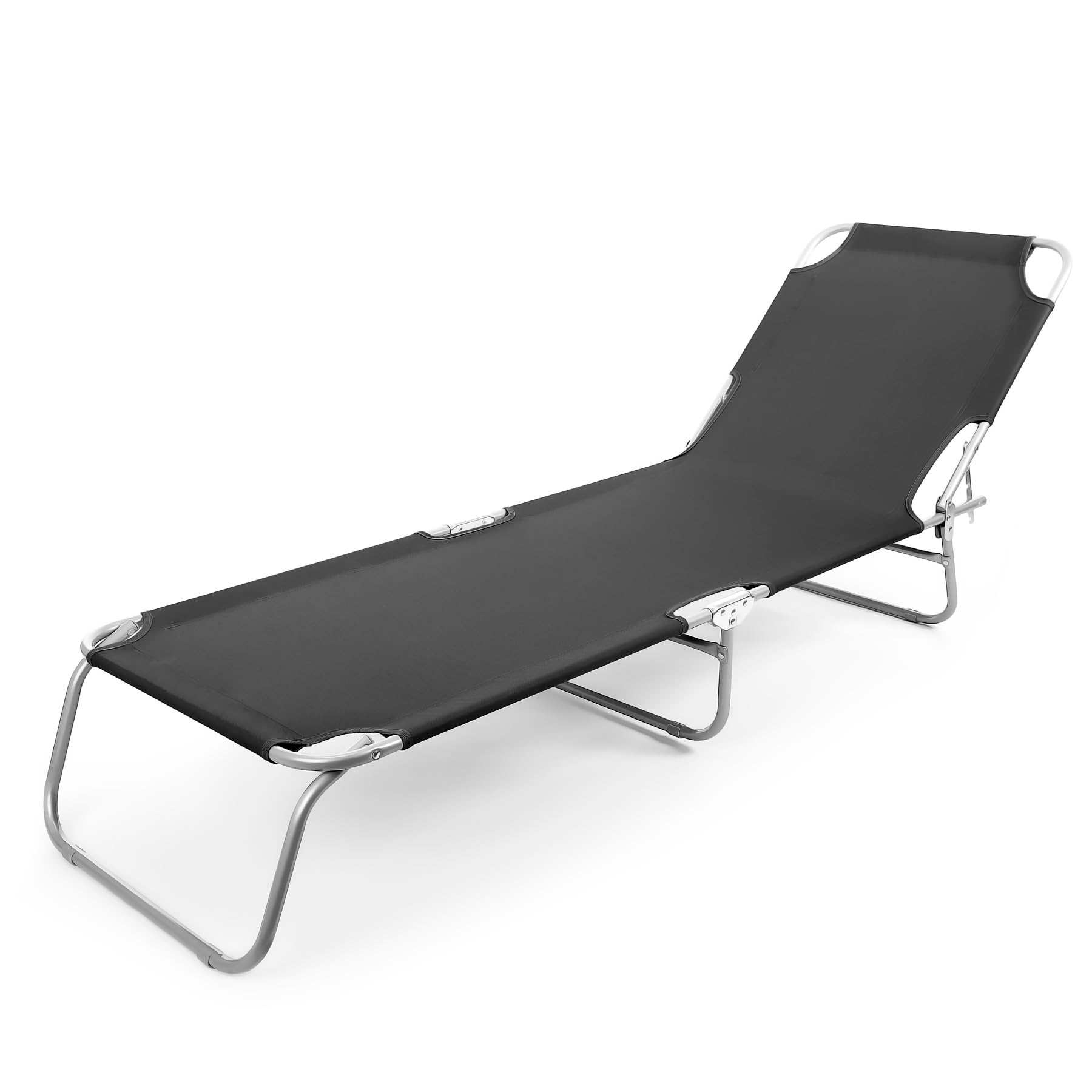 BigDean Sonnenliege klappbar 150 kg belastbar mit 4-Fach Verstellbarer Rückenlehne – hochwertige Gartenliege für Balkon, Garten & Strand - Klappliege Strandliege Liege schwarz