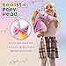 HollyHOME Unicorn Stick Horse Handcrafted Hobby Horse on a Stick with Wood Wheels Real Pony Neighing and Galloping Sounds Plush Unicorn Toy Purple 36 Inches(AA Batteries Required)