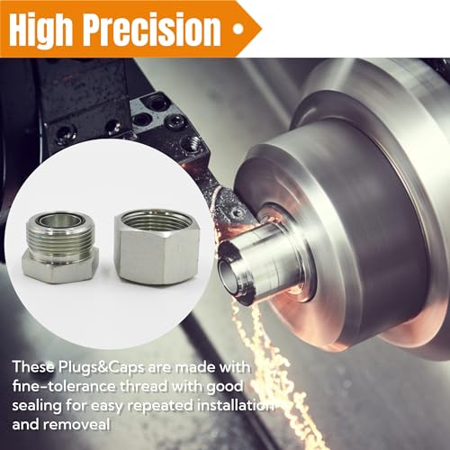 Image of 64 Pcs. O-Ring Face Seal Cap & Plug Assortment Kit, Seal Adapter Set for Hydraulic Hose Tube and Pipe, ORFS Fittings, Galvanized Carbon Steel with Precision Threading, Dash Sizes 4 6 8 10 12 16