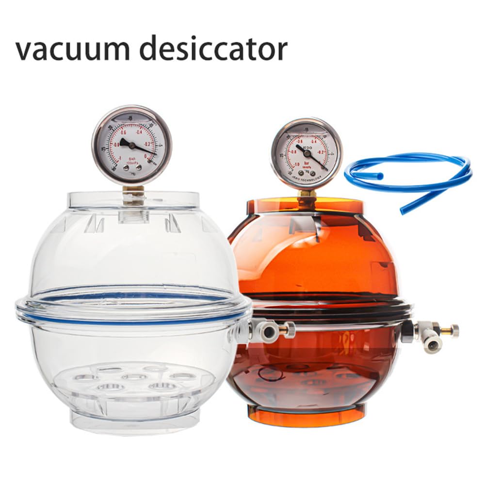 Desecador al vacío – Secador de laboratorio de policarbonato con manómetro y válvula, 150 mm de diámetro para uso en laboratorio, diseño duradero y fiable