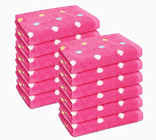 Image of ORIGINAL KIDS Wash Cloth - Bath Time Sugar and Spice Set of 12 Washcloths - 100% Cotton Jacquard Super Soft Colorful Absorbent Quick Dry Easy Care Face Towel Face Cloth Gift - 12x12 - Pink Multicolor