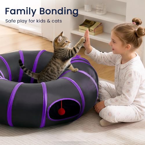Tunnel pour chat pliable violet pour stimuler un chaton inactif - 6