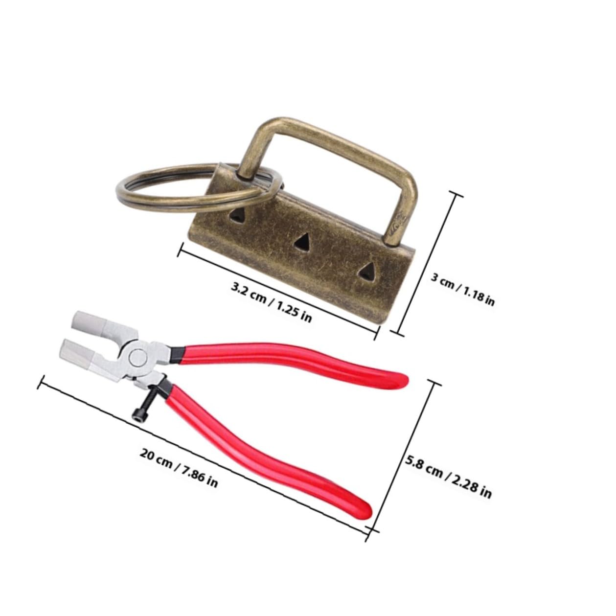 Portachiavi Metallici con Pinza Crimpatrice Morsetti per Cinturini da Polso e Catenelle per Bricolage e Accessori Fai da Te