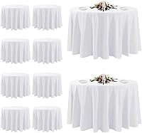 TUOTPE 10 Pack 120 Inch White Round Tablecloths - Stain Resistant Wrinkle-Free Polyester Washable Covers for Weddings Parties Banquets