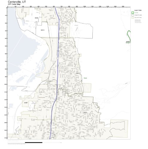 Amazon.com : ZIP Code Wall Map of Centerville, UT ZIP Code Map Not ...