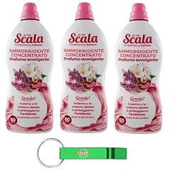 3x Scala Ammorbidente Concentrato Gelsomino e Patchouli 60 Lavaggi, Flacone in PET 100% riciclato Dermatologicamente testato,1500ml + Portachiavi Beni Culinari in Omaggio
