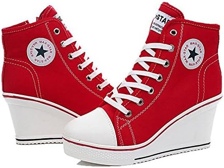 Padgene Womens Platform Slip-on High Top Sneakers Round Toe Thick Sole Zipper Ballet Flats Flat Skate Walking Shoes