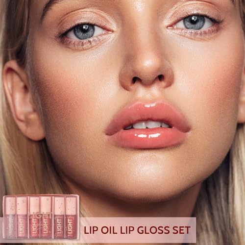 Hydrating Lip Gloss 6PCS Plumping Fruit Flavoured Lip Balm, Lip Oil and Lip Gloss Set, Glitter Lip Glow Oil, Liquid Lipstick Makeup Set Kit, Pigmented Lip Makeup Gift Sets for Girls Women (A-Set) - Image 5