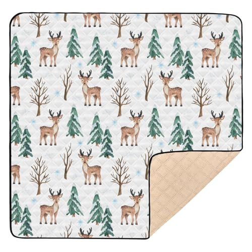 Selerdon Baby Play Mat Christmas Deer Pine Trees 50