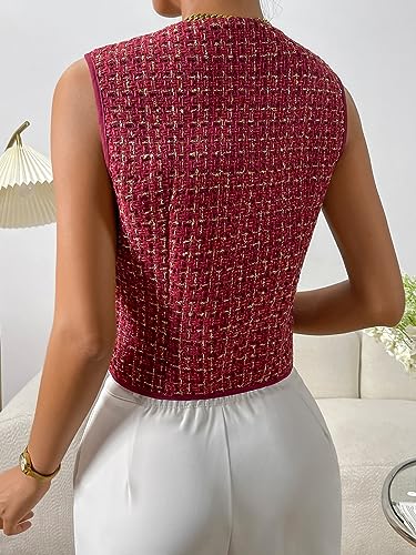 WDIRARA Women's Asymmetrical Hem Button Front Crop Blazer Sleeveless V Neck Blazer Vest2