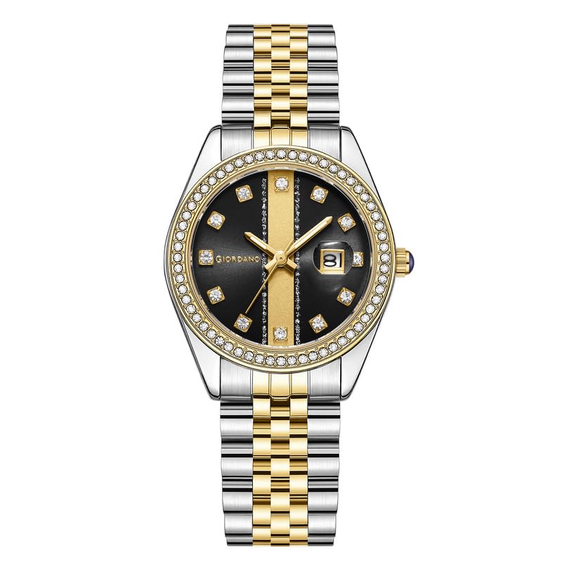 giordano Analog Quartz Watch for Women with Round Dial, Crystal Studded Bezel, Date Function, Blue Crown, Luminous Hands and Crystal Hour Markers, Stainless Steel Strap - GZ-60151-picture-42