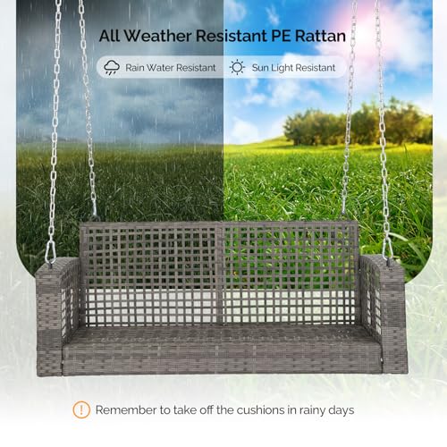Vingli VL-G56000658 4 Ft Rattan Porch Swing Outdoor Support 800 Lbs thumb #3