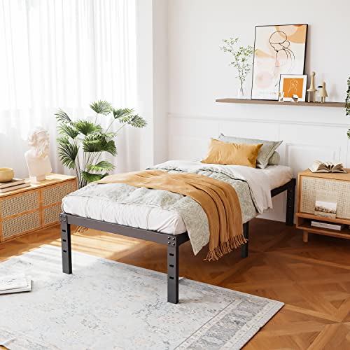 Ziyoo Twin Bed Frame 18 Inches Tall 3 Inches Wide Wood Slats With 2500 Pounds Support, No Box Spring Needed For Foam Mattress, Underbed Storage Space, Easy Assembly, Noise Free #TOP1