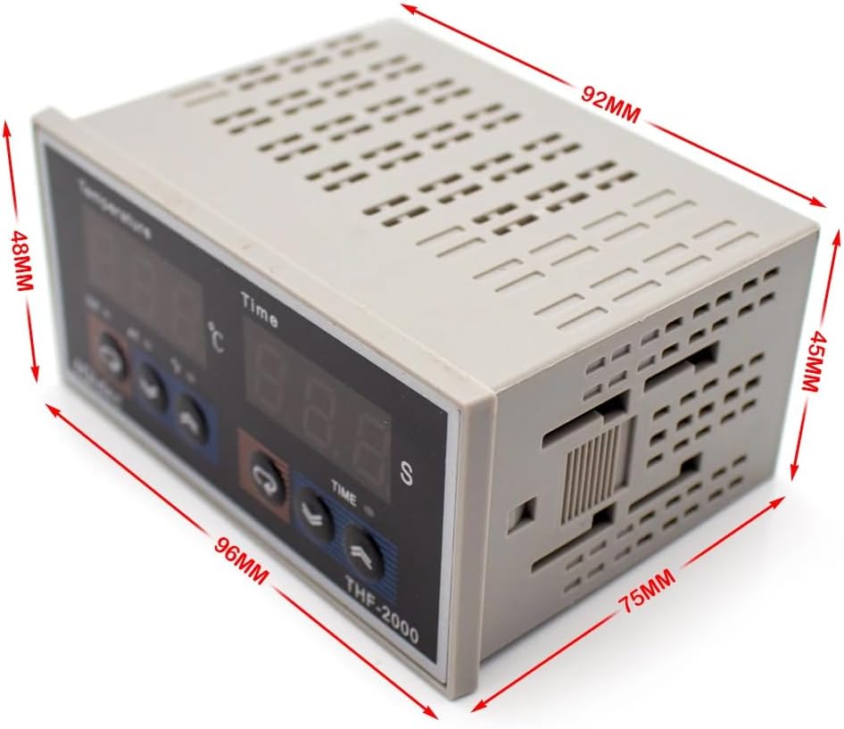 iDili THF-2000 Electrical Thermostat Time and Temperature Integrated Control Digital Display PID Controller K Type AC85-265V (Relay Output)