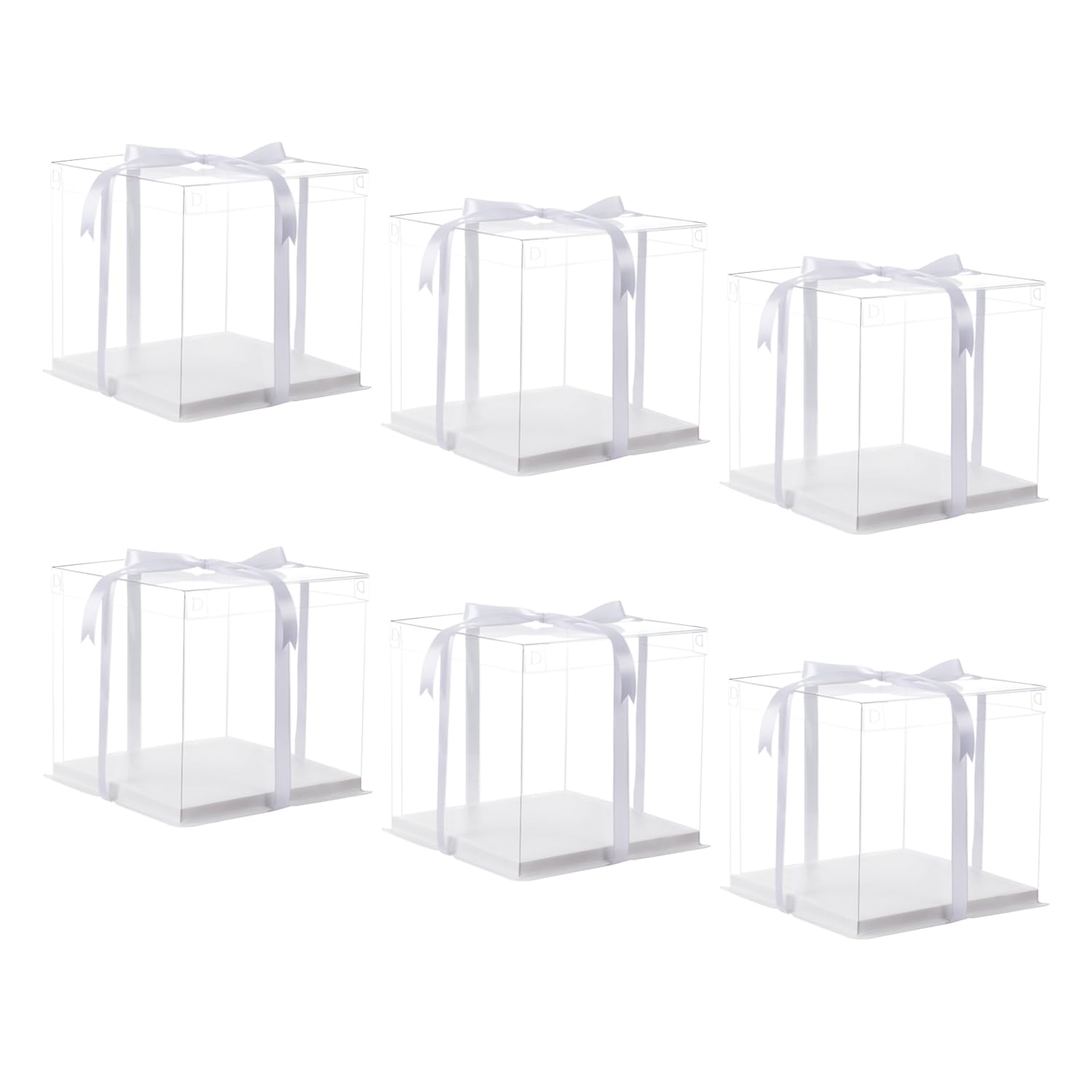 XININSUN 10 inch Clear cake Box, Large Transparent cake Box,tall cake boxes with Ribbon,10x10x9inch - Suitable for packing 8
