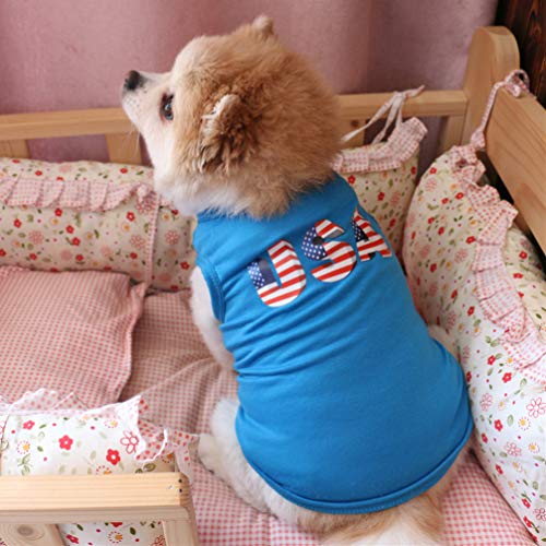 Puppy Vest America Shirt 2Pcs Dog T Shirt Usa Independence Day Breathable Cotton Letter Vest Puppy Dog Clothes Outdoor Costume For Dog Puppy (Size Xs) American Shirts Usa Clothes #TOP3