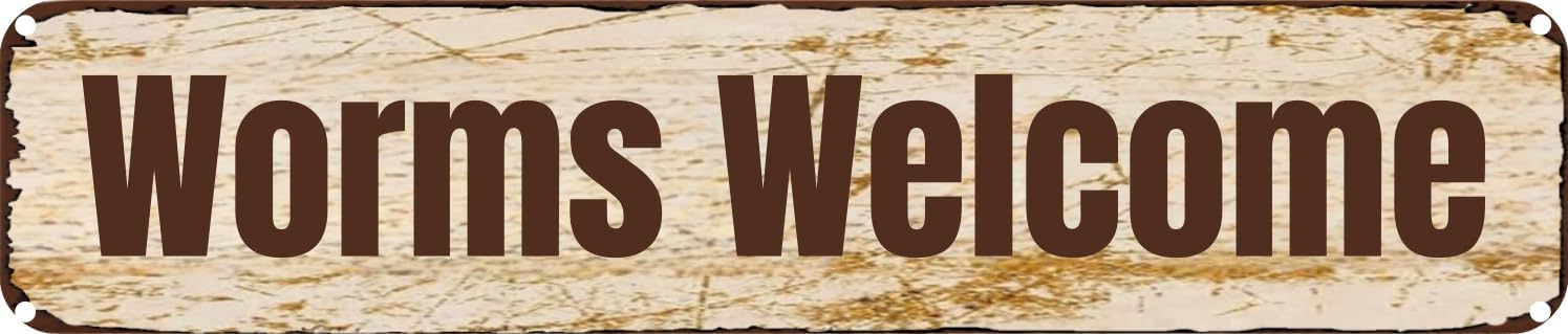 Vintage Tin Sign Retro Metal Wall Decor Worms Welcome Rustic Aluminum Plaque for Home,Bar,Kitchen,Garage,Man Cave 4x16 Inch