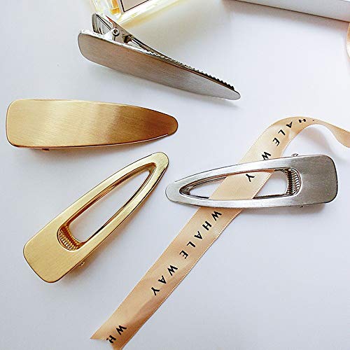 4 Pack Fashion Metal Alligator Hair Clips Duck Bill Clips for Women and Ladies, Beautiful Gold and Silver Hair Barrettes Hair Pins for Thick Hair