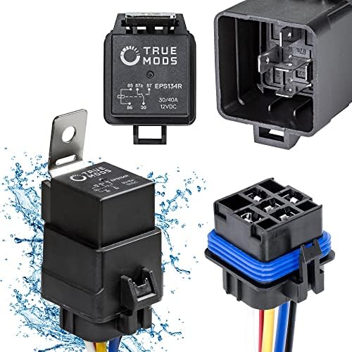 True MODS 1 Pack Bosch Style 5-Pin 12V Waterproof Relay Kit SPDT 30/40 Amp