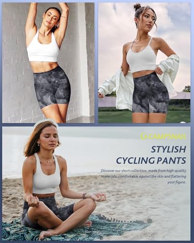 CAMPSNAIL Biker Shorts Women with Pockets - 3"/5"/8" High Waisted Workout Spandex Tummy Control Gym Running Yoga Shorts