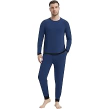 NACHILA Mens Pajamas-Viscose Made from Bamboo, Long Sleeve Pajama Shirt Soft Pants Sleepwear Comfy Pjs Set with Pockets