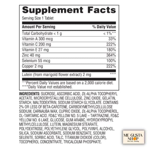 Equate Vision Formula With Lutein Tablets Dietary Supplement, 120 Count Includes Me Gustas Sticker #TOP2