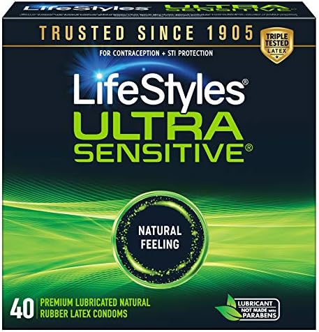 LifeStyles Ultra Sensitive Natural Feeling Lubricated Latex Condoms, 40 Count