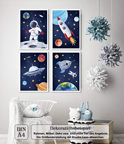 LALELU-Prints A4-afbeeldingen kinderkamer decoratie meisje jongen | wereldal raketplaneten astronaut | poster babykamer… - Afbeelding 7