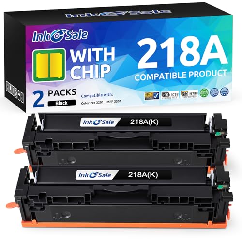 218A Black Toner Cartridge with Chip Version Compatible Replacement for HP 218A W2180A 218X W2180X Works with HP Color Pro 3201 Series 3201dw MFP 3301 Series MFP 3301cdw 3301fdw 3301sdw 2-Pack Set